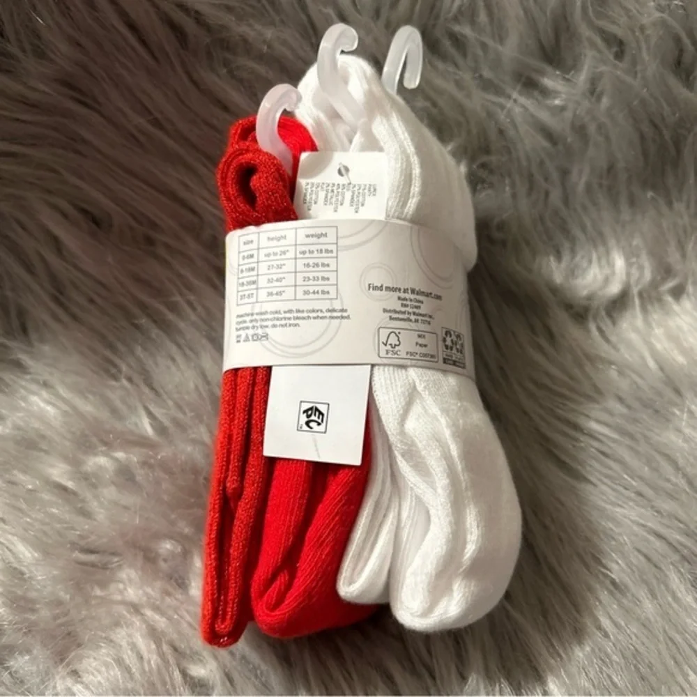 Wonder‎ Nation Footed Cotton Tights Baby Toddler Girls Size 18-36 Months Red